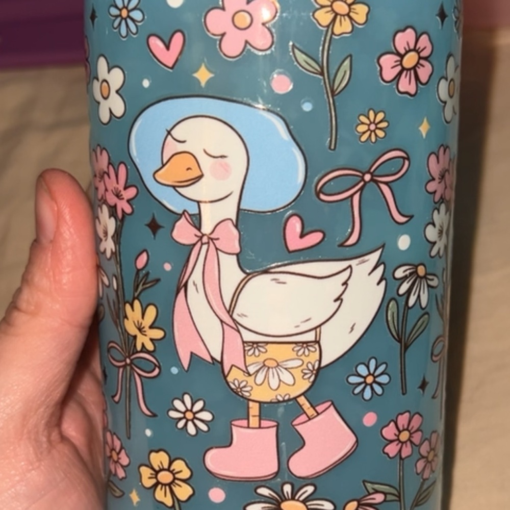 Floral Goose Themed Tumbler